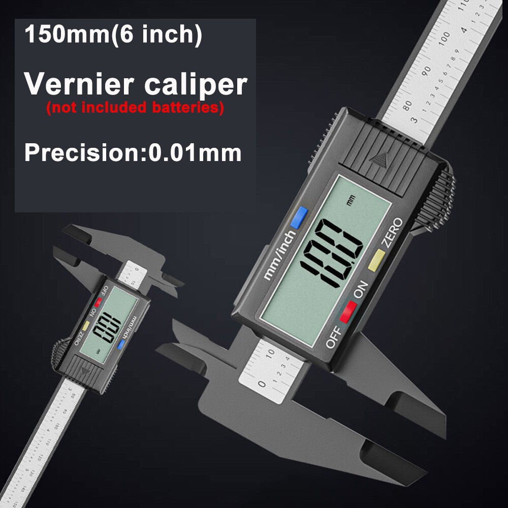 Plastic 150mm Digital Vernier Caliper Micrometer Measure Tool Gauge Ruler