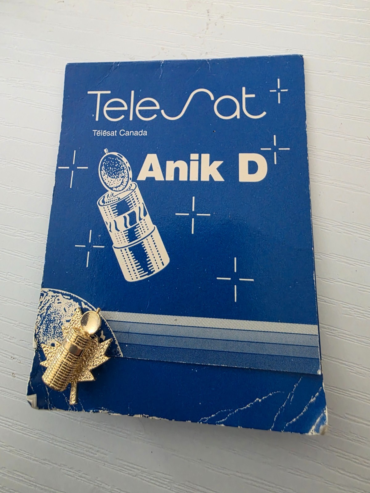 Telesat Canada Anik D Satellite Lapel Pin w/ Original Card Vintage Space Program