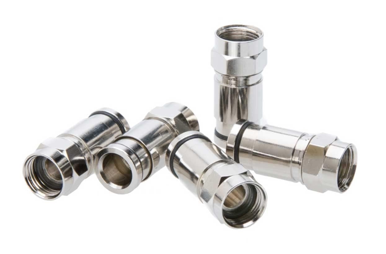 F Type Connector for RG6 Cable All Metal Coaxial Compression Fitting Coax Lot