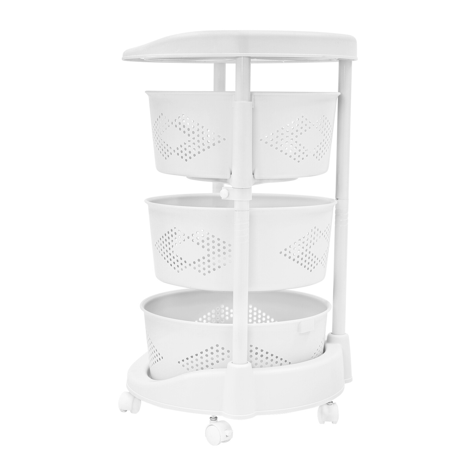 3 Layer Shelves Kitchen Storage Cart Rotating Basket Rack Vegetable Fruit Holder