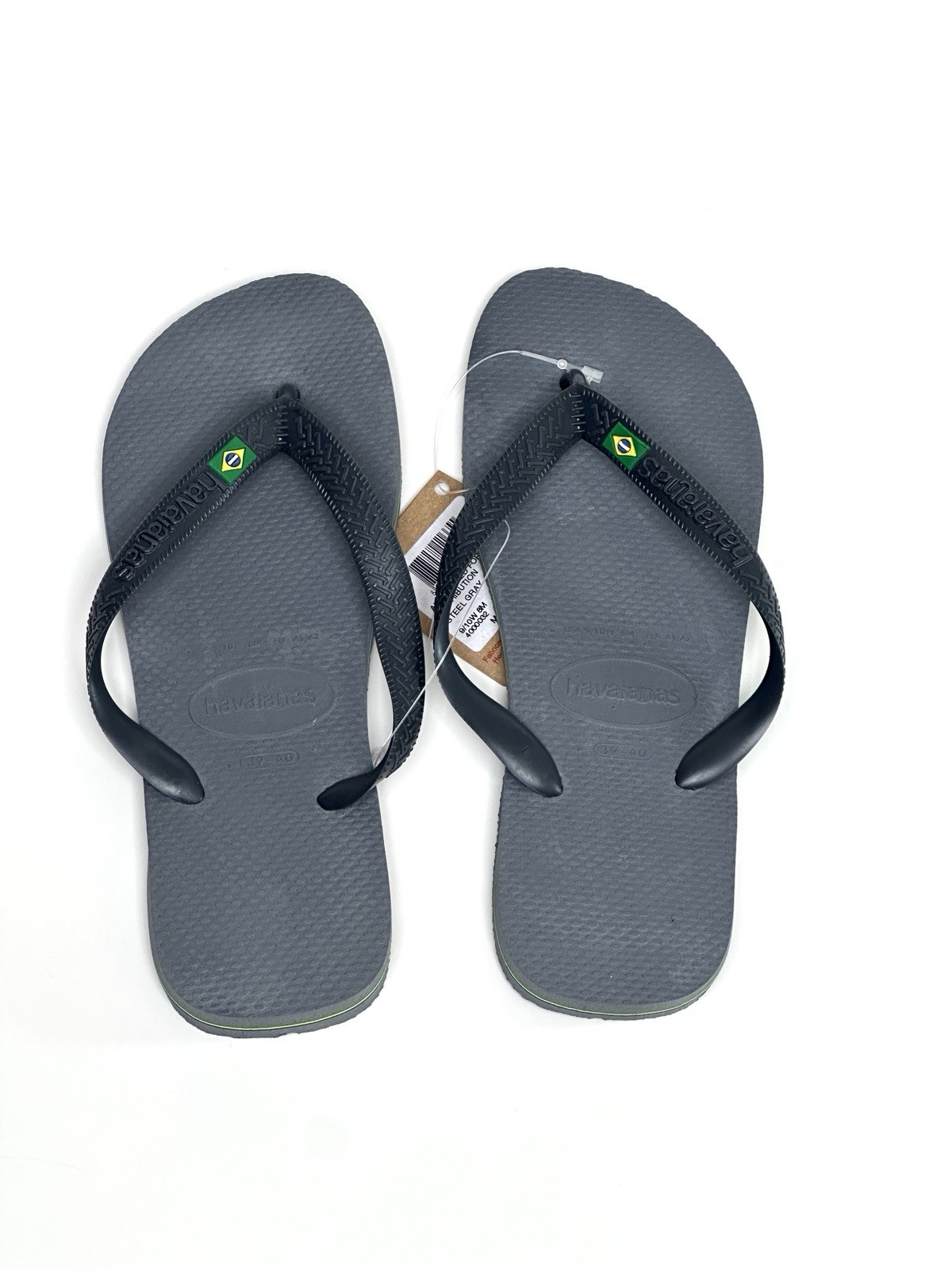 Havaianas Brazil Logo Flip-Flop Sandals Gray Mens Size 8, Euro 41/42 Womens 9/10