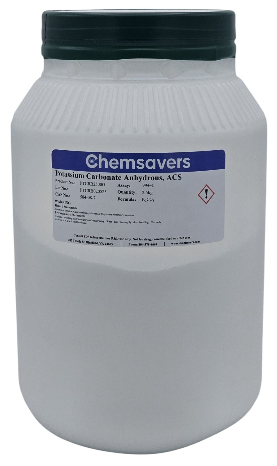 Potassium Carbonate Anhydrous, ACS, 99+%, 2.5kg