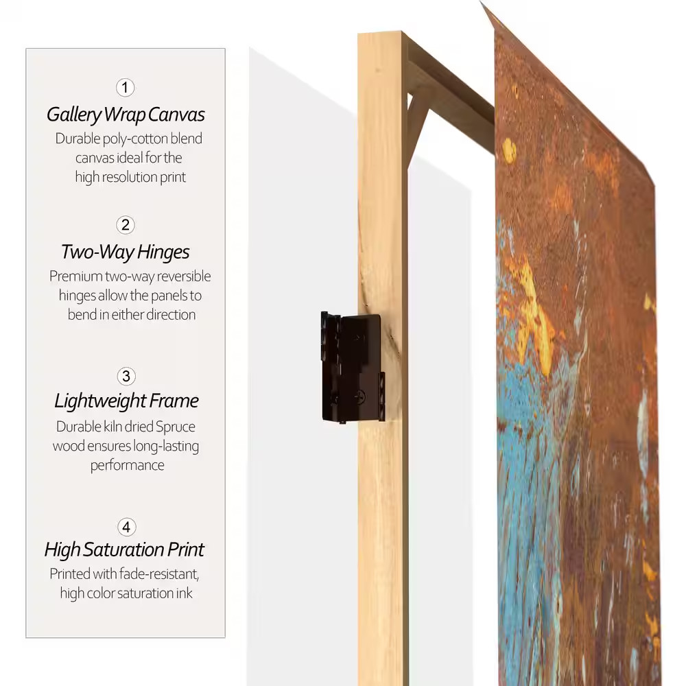 6 Ft. Rust Printed 3-Panel Room Divider