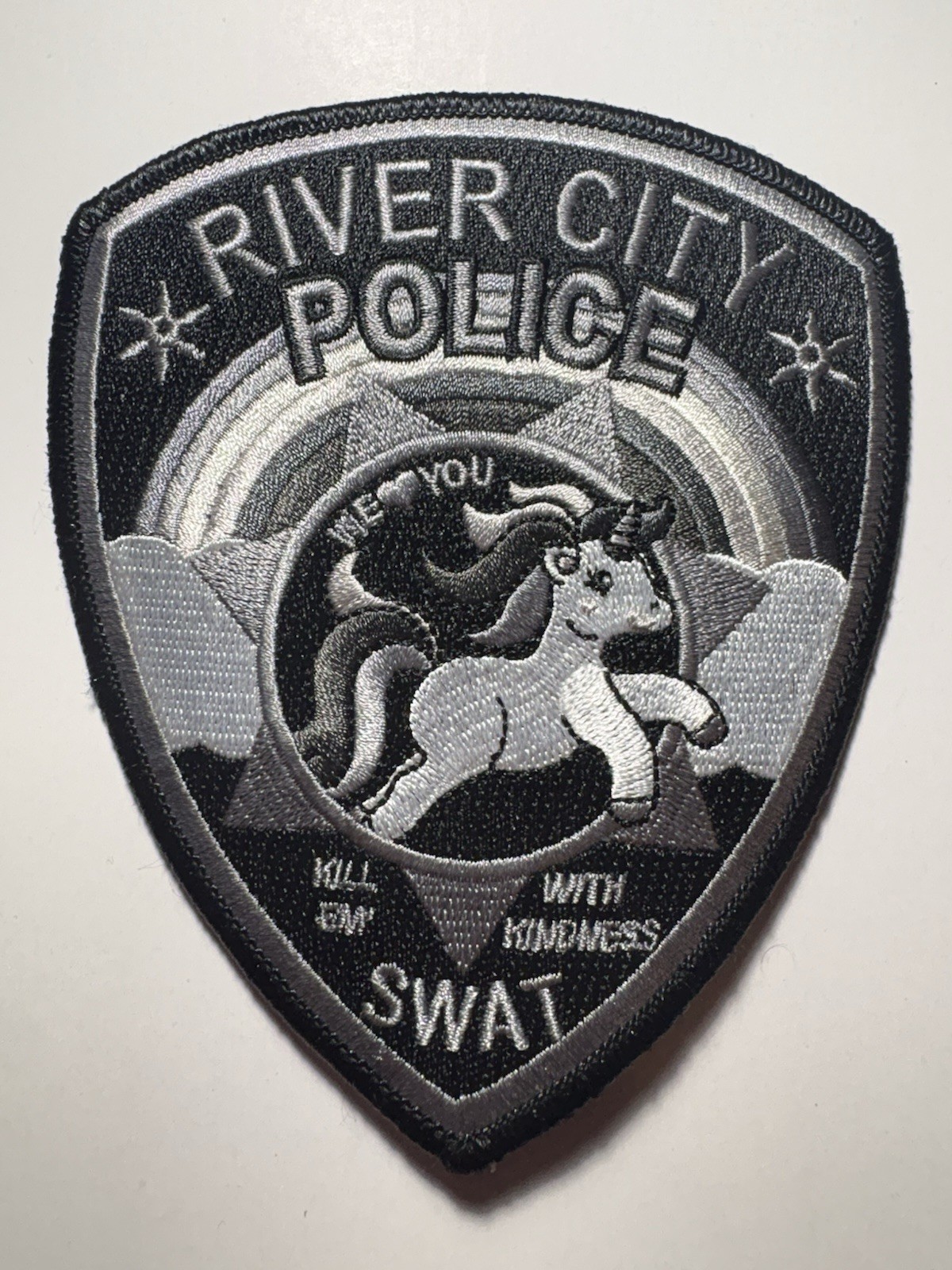 River City California Police SWAT Patch ~ Kill’em With Kindness