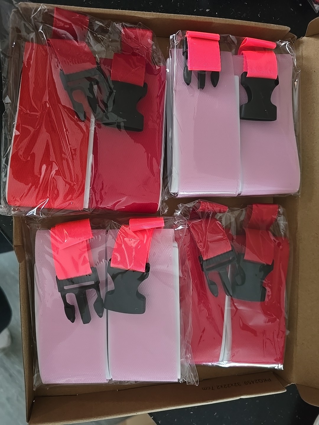 48cmx5cm Ski Strap Fasteners, 4 Pack Skis Pole Carrier Strap, Red, Pink