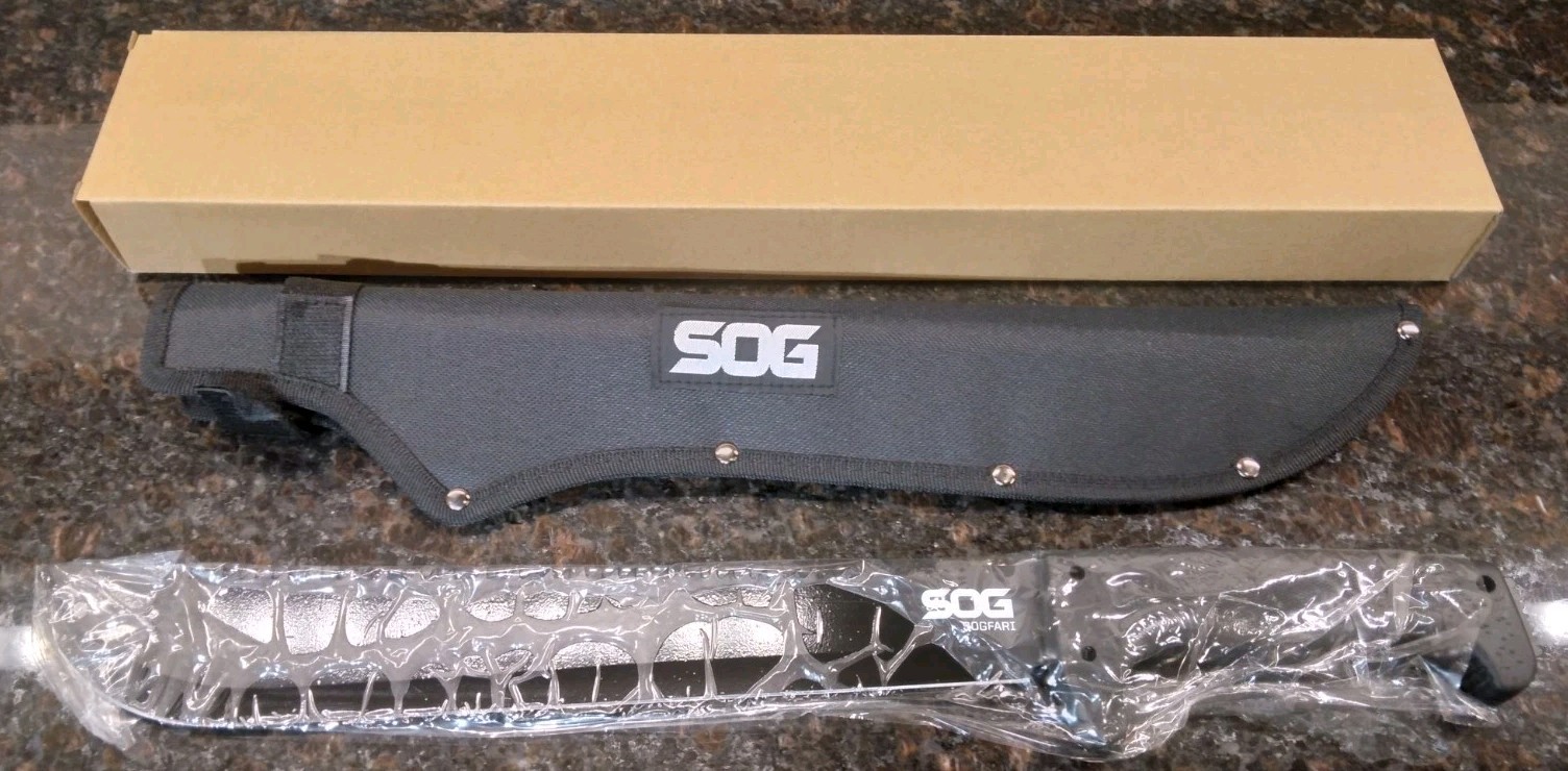 SOG Sogfari Sawback Machete Sword Knife 37-99-01-56 Full Tang w Sheath 13" Blade