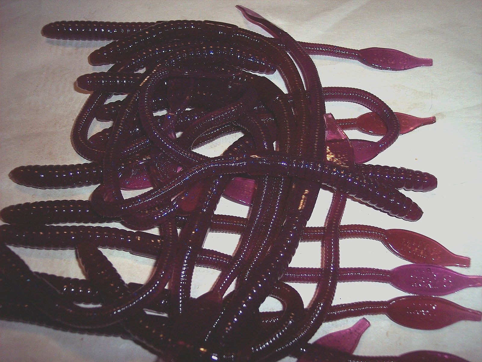 Manns Jelly Worm 8" Plum Worm Dark Purple Lure 50 Pk Manns Worm Discontinued