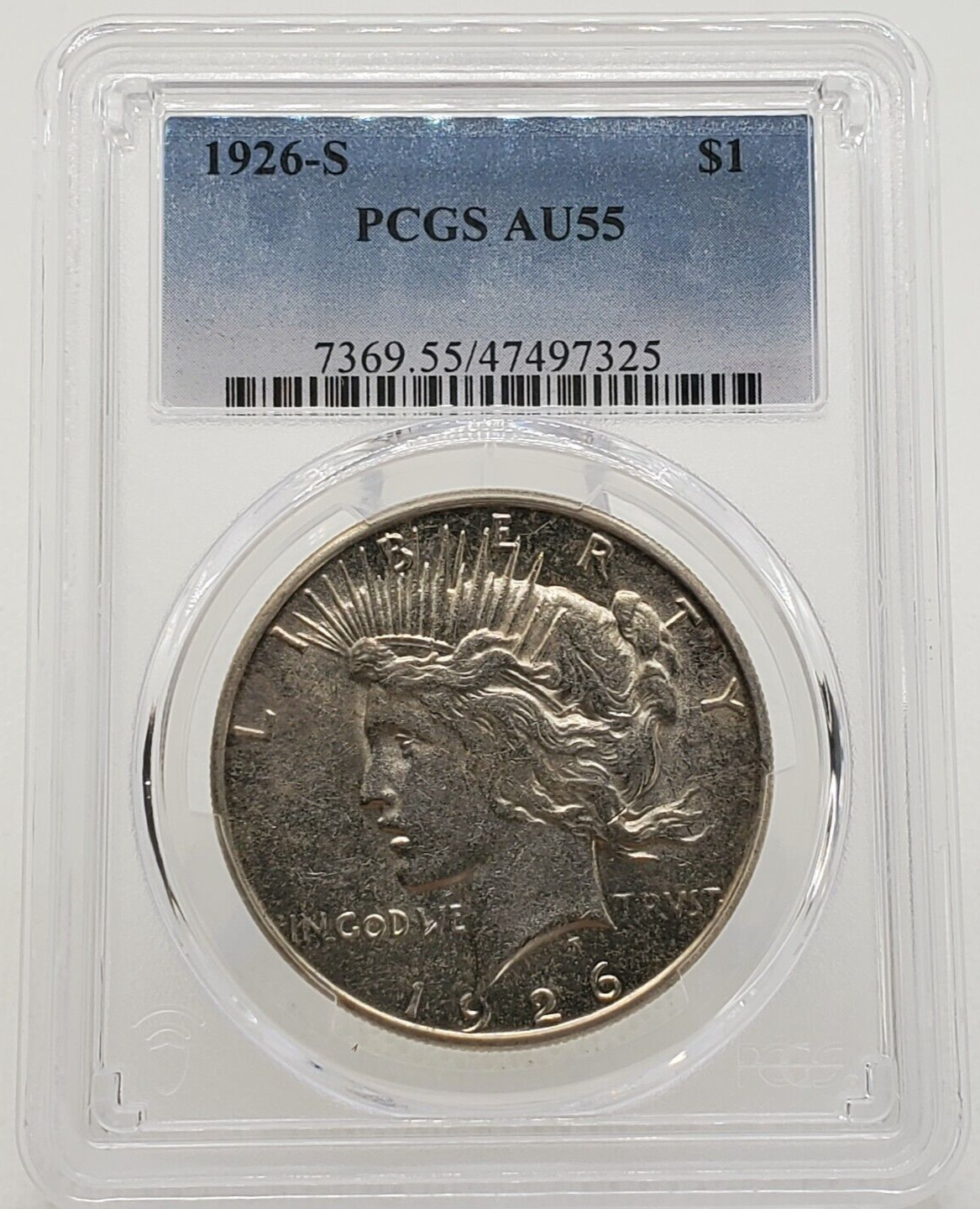 1926-S Peace Dollar PCGS AU55, Nice Luster