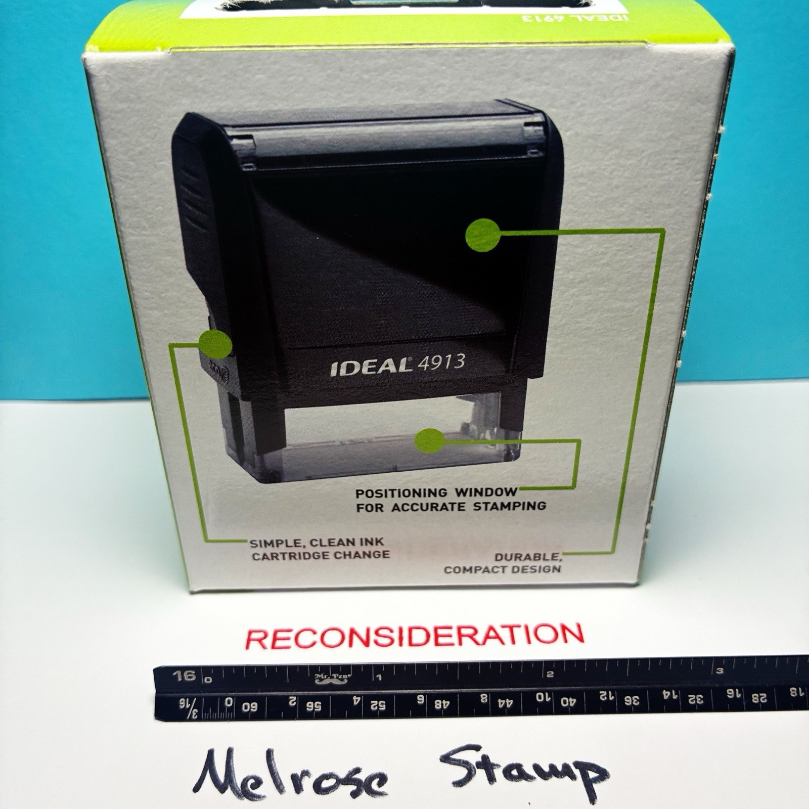 Reconsideration Rubber Stamp Red Ink Self Inking Ideal 4913