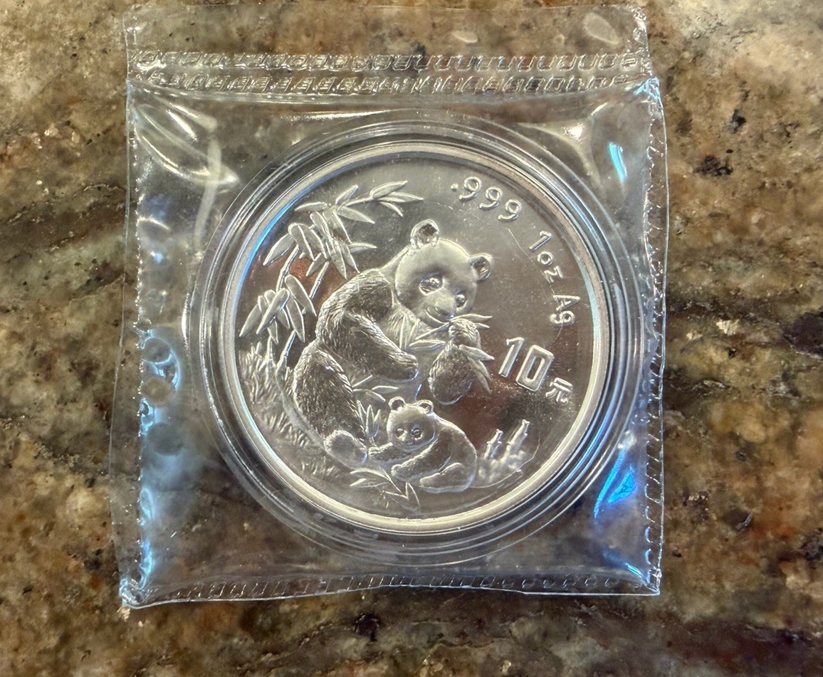 1996 1oz 10 Yuan China Silver Panda Coin (Small Date) BU Double Sealed