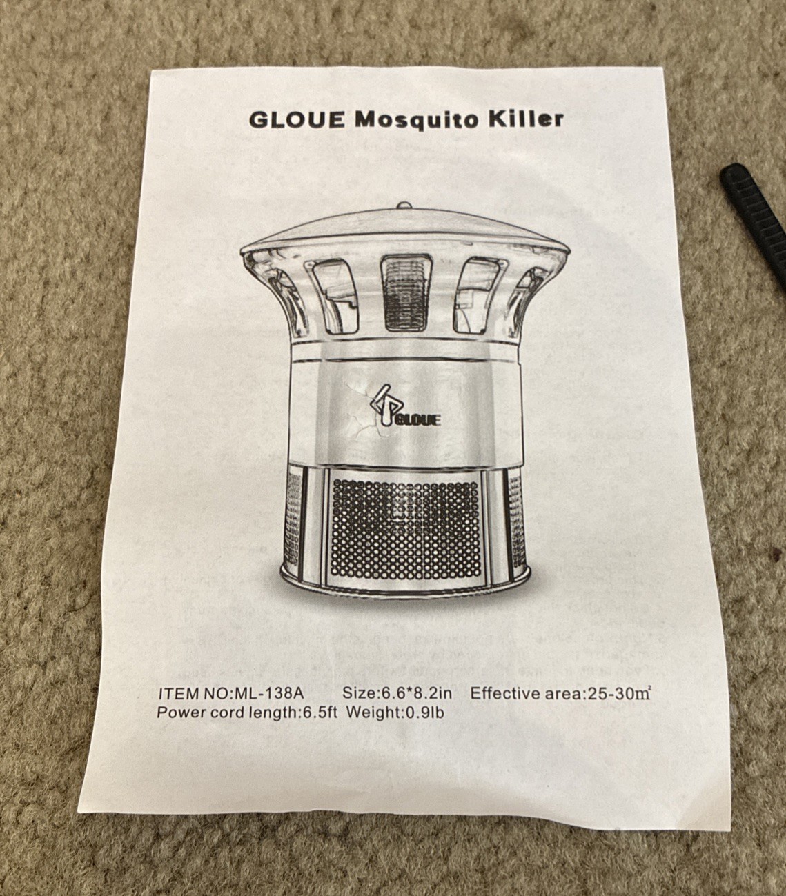 LED Mosquito Killer By Gloue Tested & Works Perfect! Open Box. MINT L@@K