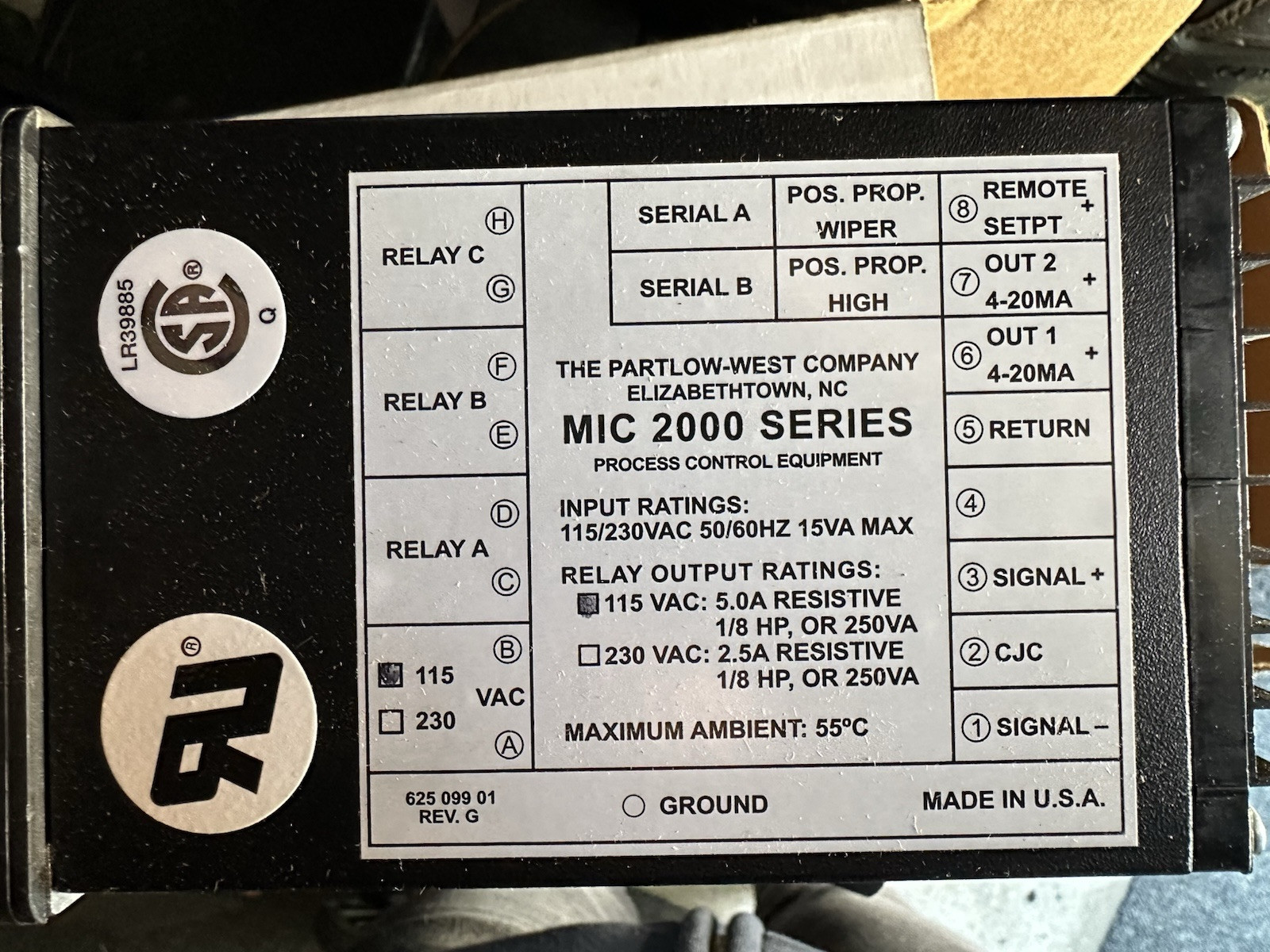 Partlow MIC 2000 Model 2113101