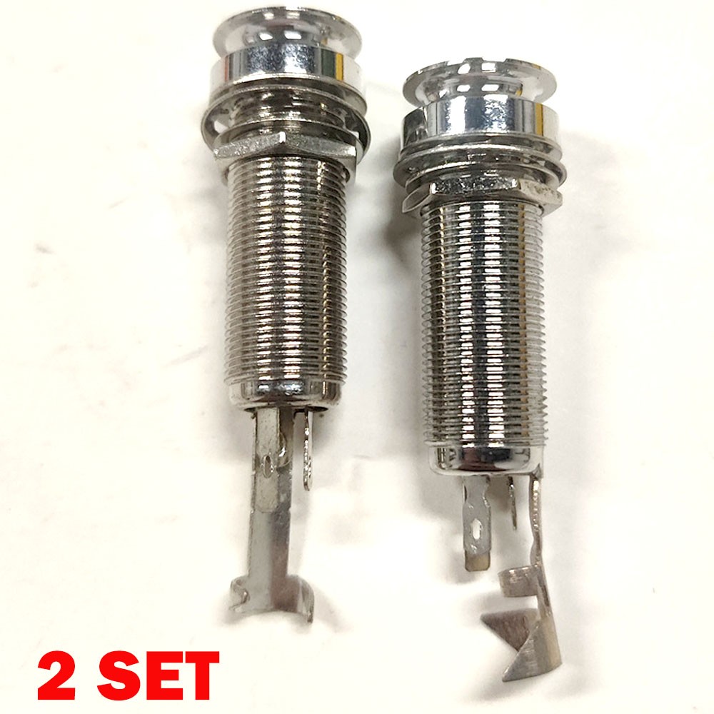 2Pcs 1/4" 6.35mm Copper Stereo Guitar End Pin Jacks With & Without Strap Groove