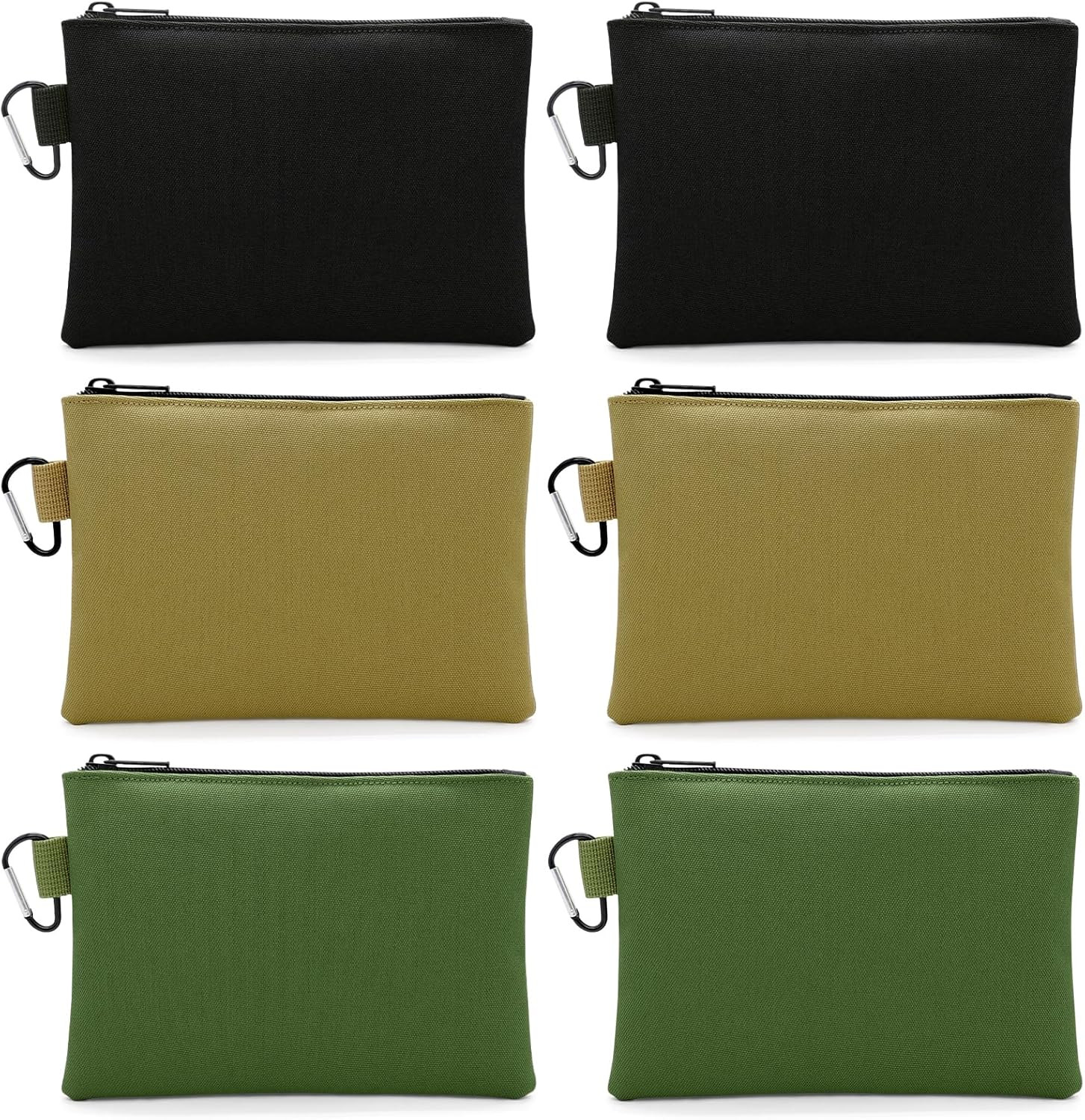 6 Pack Canvas Tool Pouches, 7.8"x5.5" Zipper Bag, Premium Waterproof Utility Mul