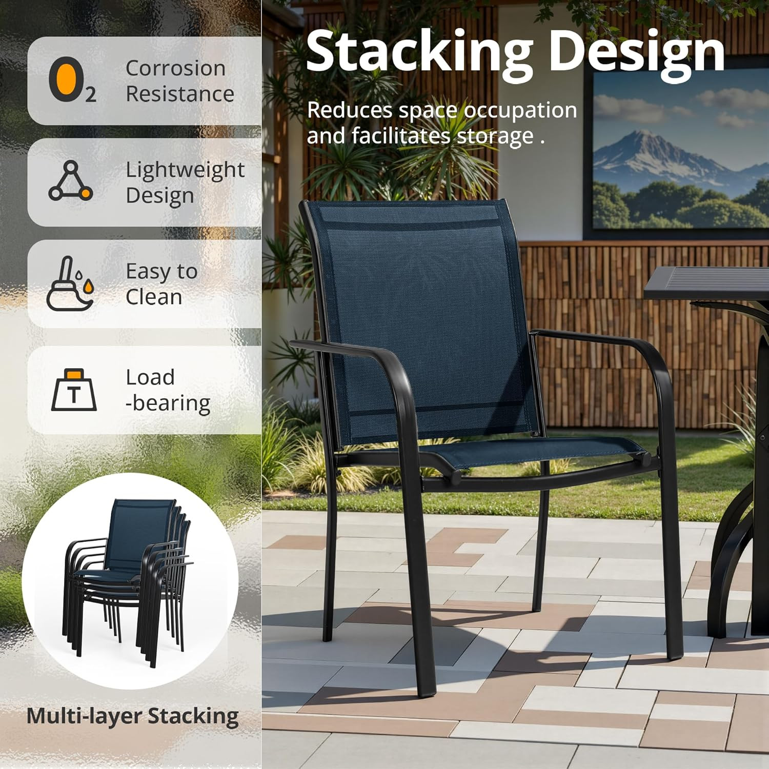 SUNCROWN 7 - Piece Outdoor Dining Set, Patio Furniture Set with 6 X Textilene Di