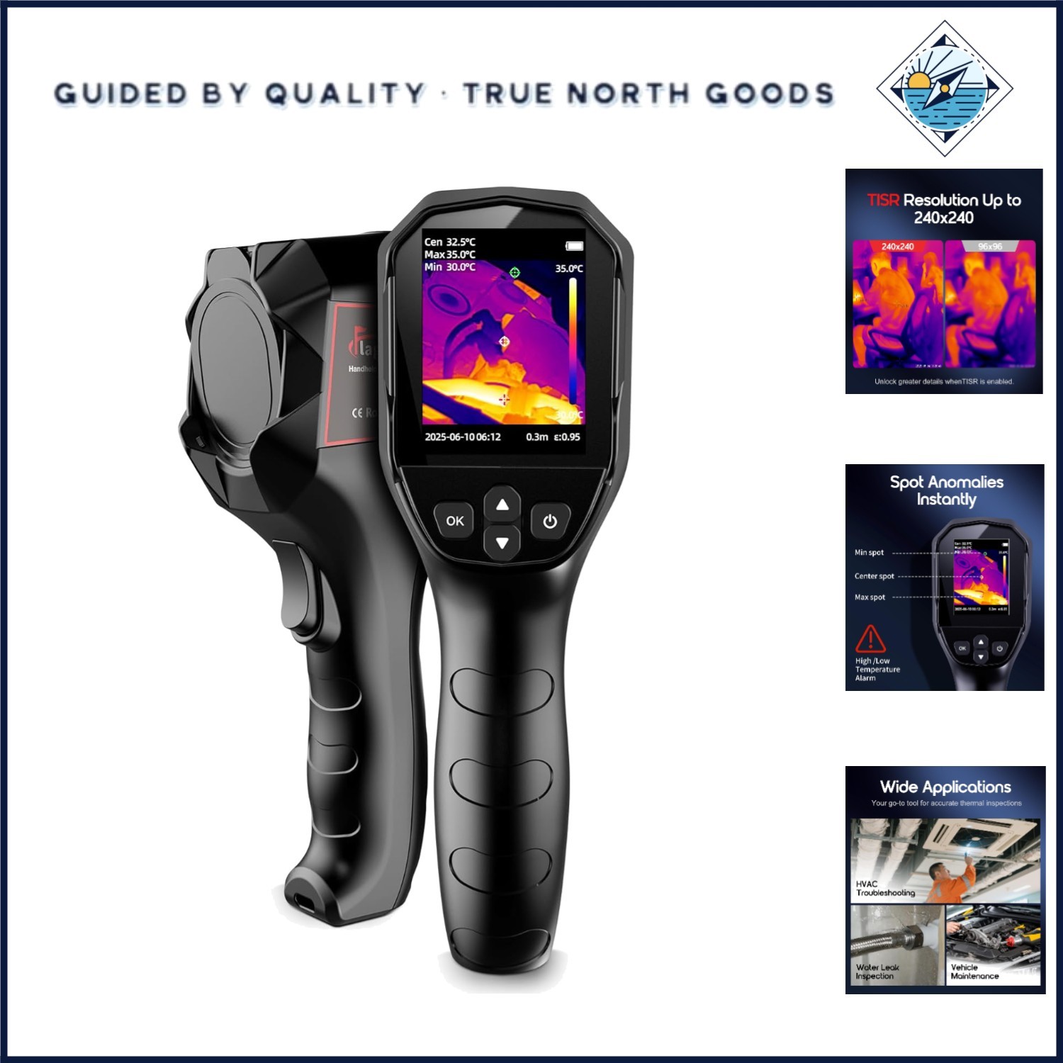 Handheld Thermal Camera with 240x240 Resolution & Temperature Alarm Function