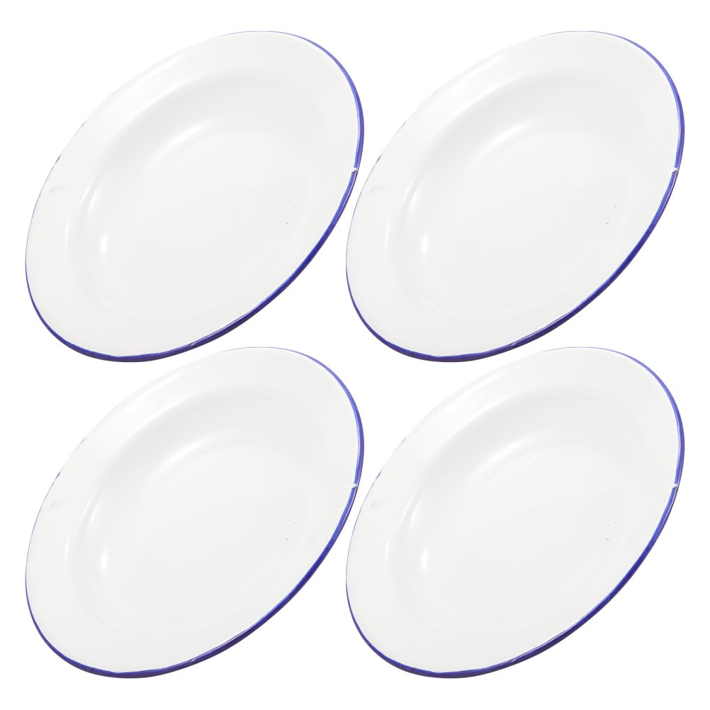 4 Pcs Enamel Food Dish Dinner Plates Kitchen Serving Tray Enamelware Platter