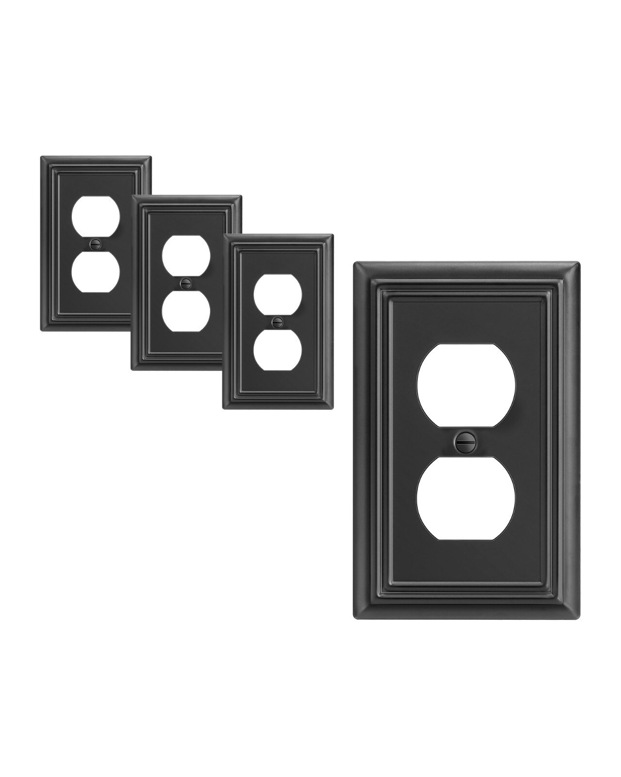 DEWENWILS Metal Outlet Cover, Standard Size Switch Cover, 4 Pack, Black