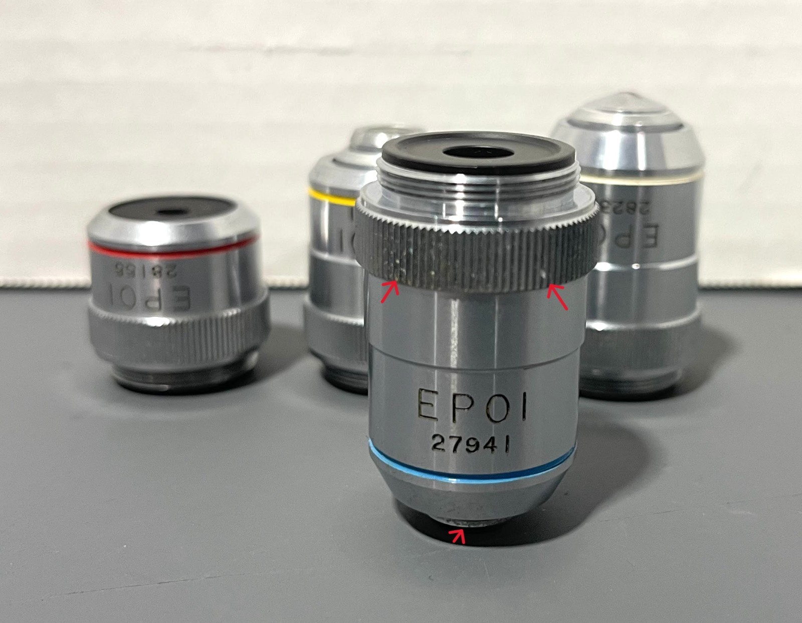 Mixed Lot of EPOI 4/0.13 10/0.25 40/0.65 OiL 100/1.25 Microscope Objectives