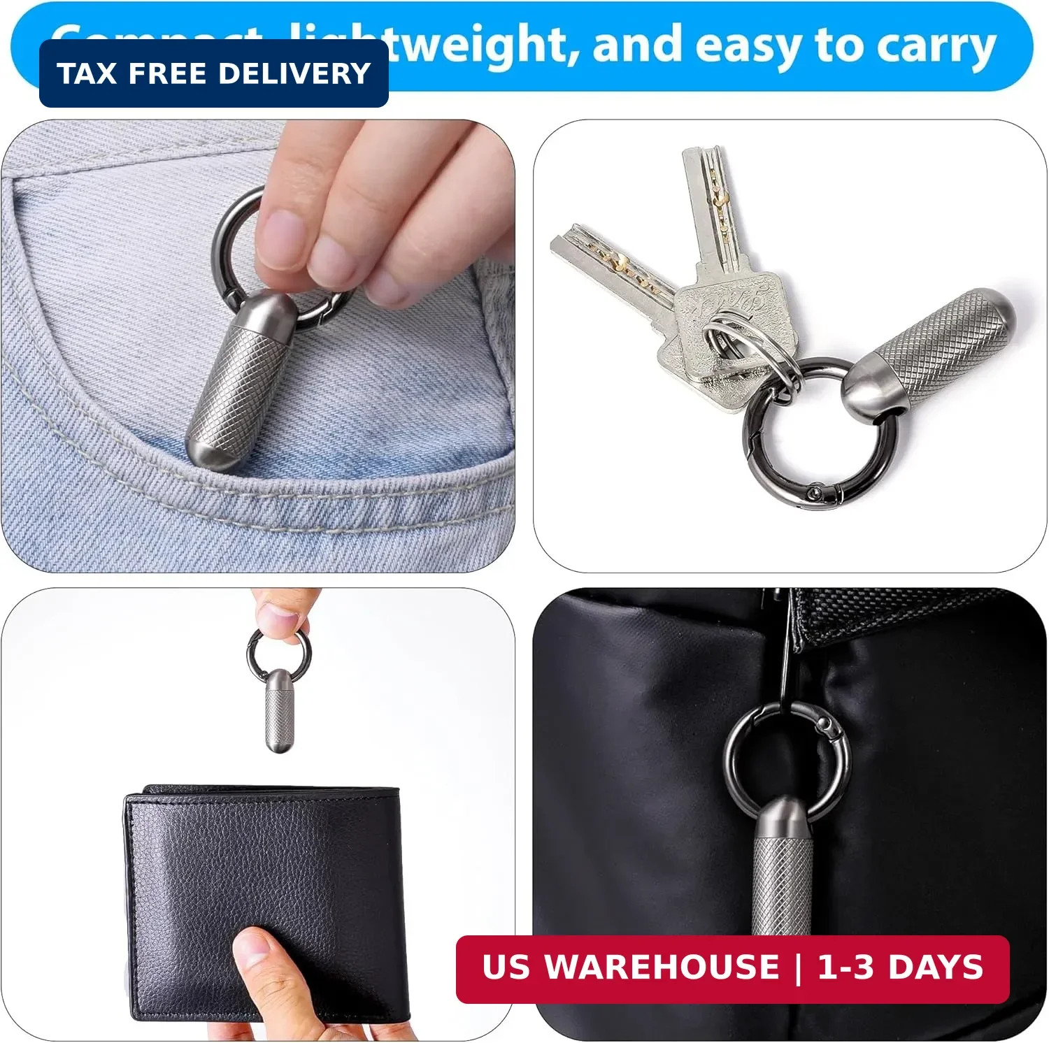 Titanium Keychain Pill Holder,Portable Mini Pill Case, Waterproof Small Pill Con