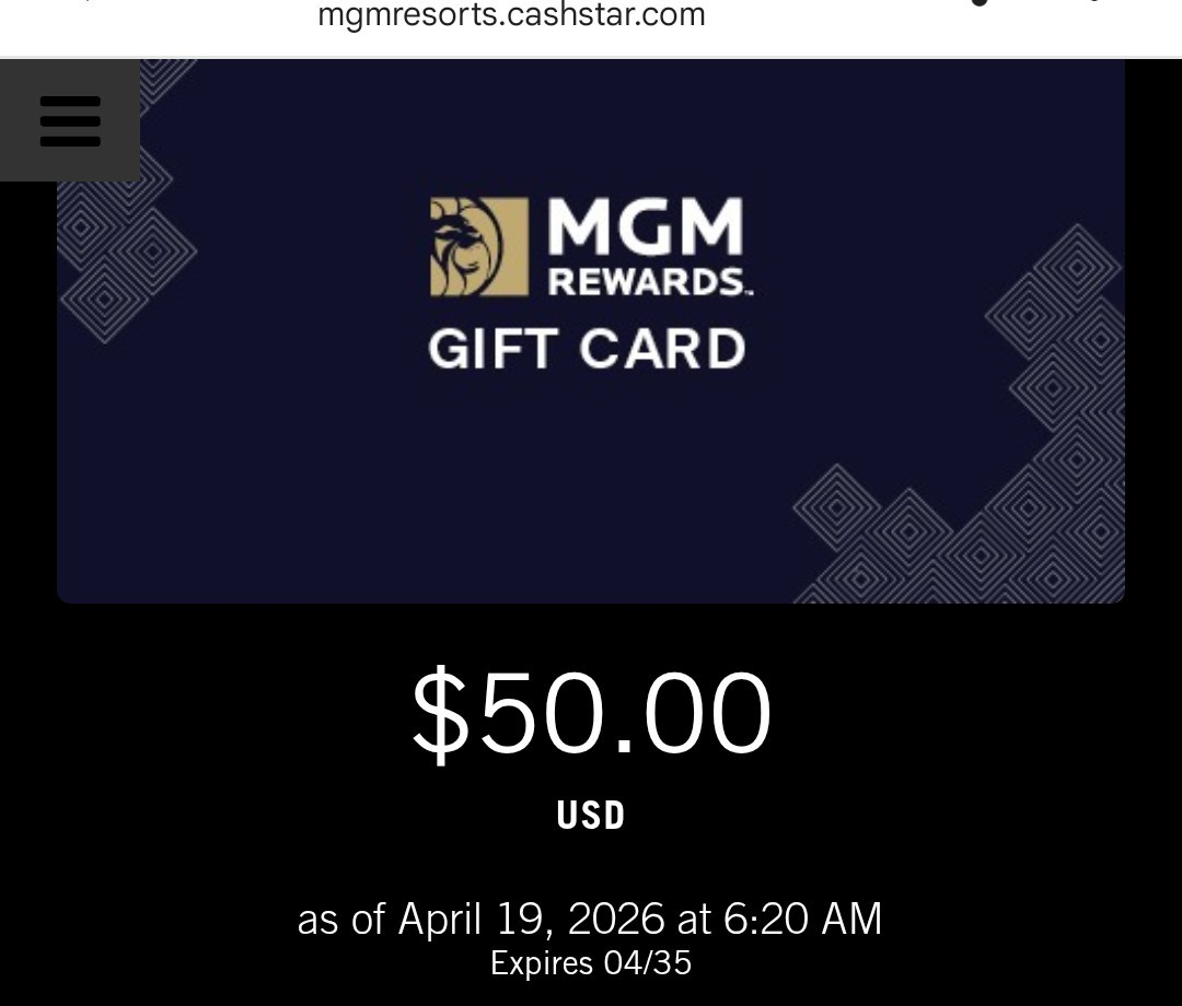 $50 MGM resorts e gift card will send directly to your email after purchase