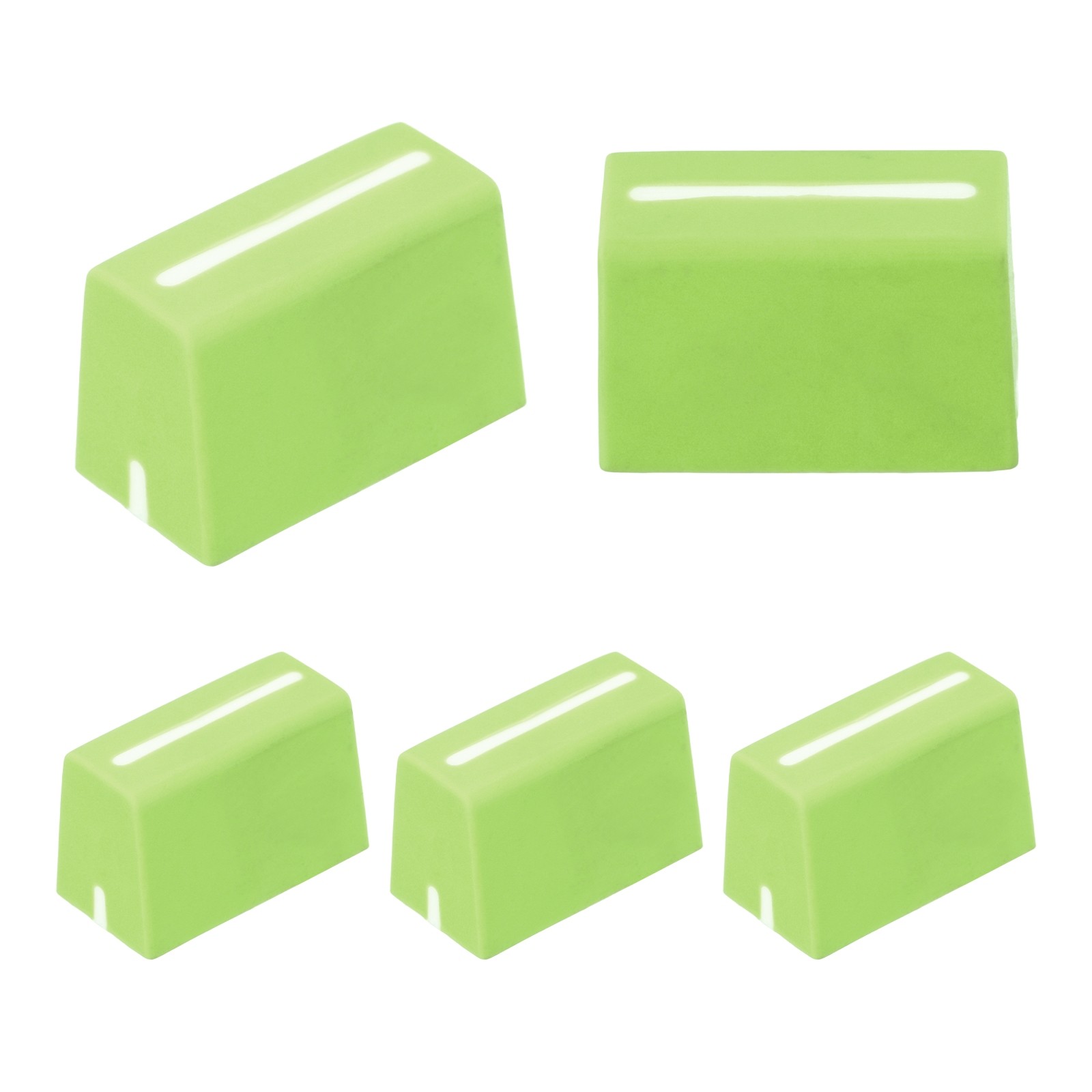 For DJ Console, 5Pcs Universal Fader Knobs, Green Rubber Caps Mixer