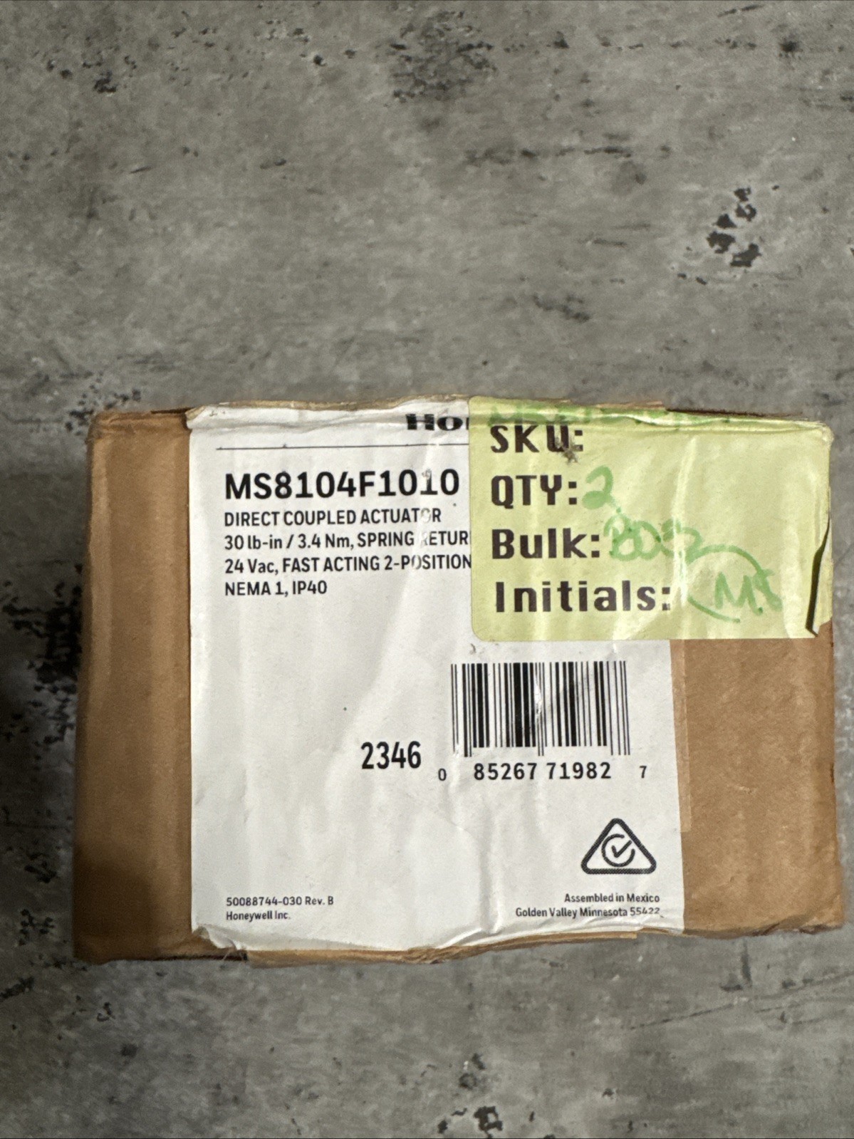 Honeywell MS8104F1010 Two Position Actuator