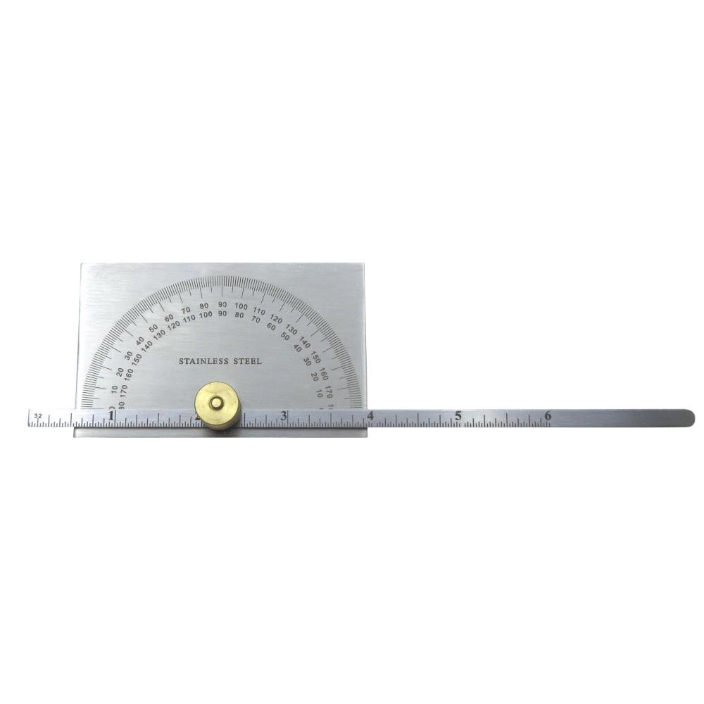 Taytools 6" Rectangular Head Depth Gauge Protractor Stainless Steel Brass Knob