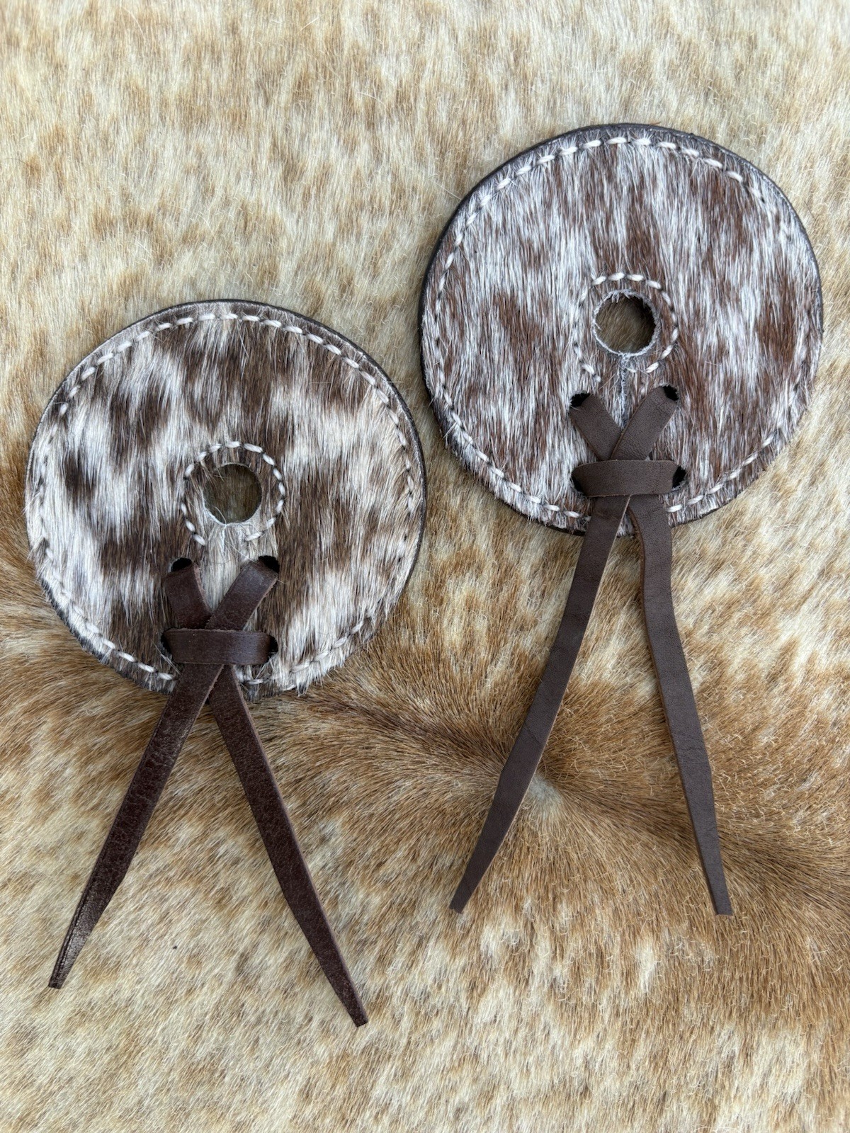 Hair On Leather Bit Guards 3" Size Prevent Rubbing Horse Tack FREE SHIPPING