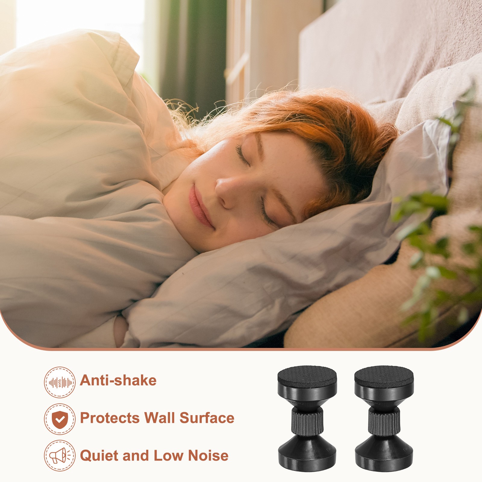 4 Pcs Headboard Stoppers, 2.64 Inch Adjustable Threaded Bed Frame Tool, Black