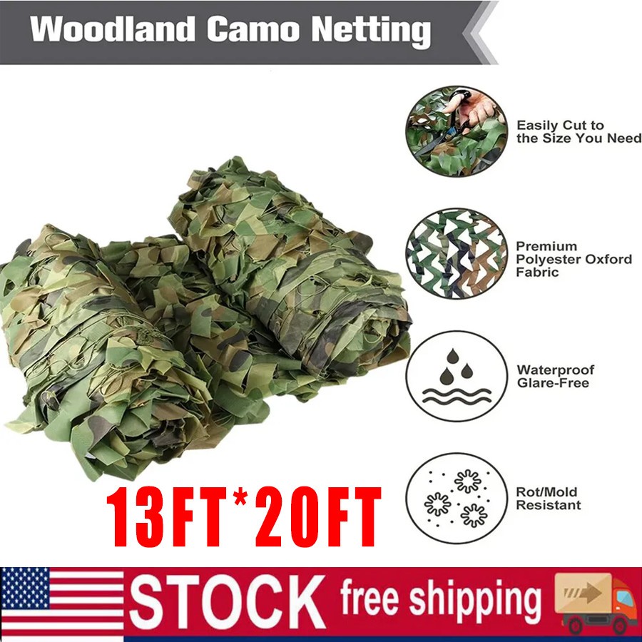 13x20Ft Camping Camouflage Netting Military Camo Sunshade Mesh Car Cover Shade