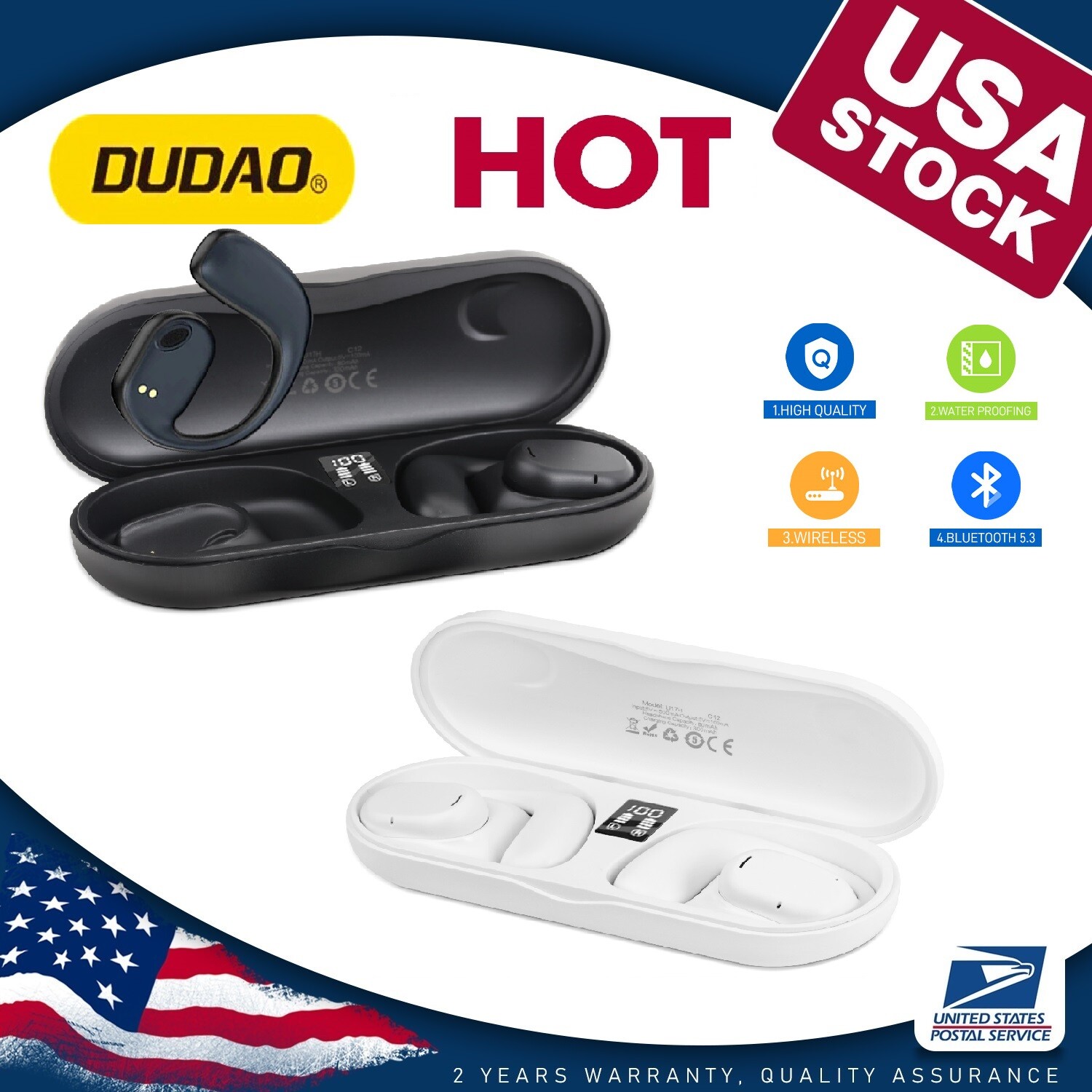 DUDAO OWS Wireless Bluetooth Headset 5.3 Air Conduction Earphone Hanging Earph