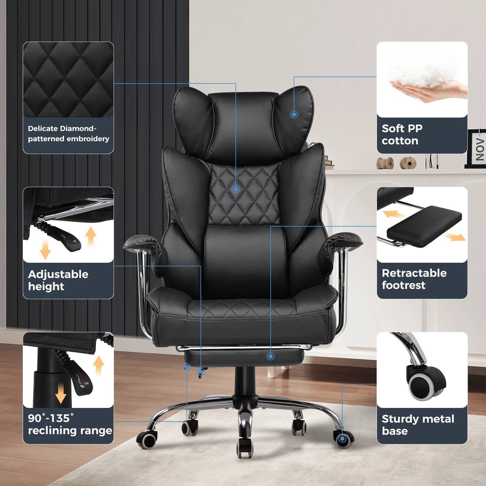 GTRACING Big and Tall Gaming Chair 400lbs Heavy Duty Office Chair with Footrest