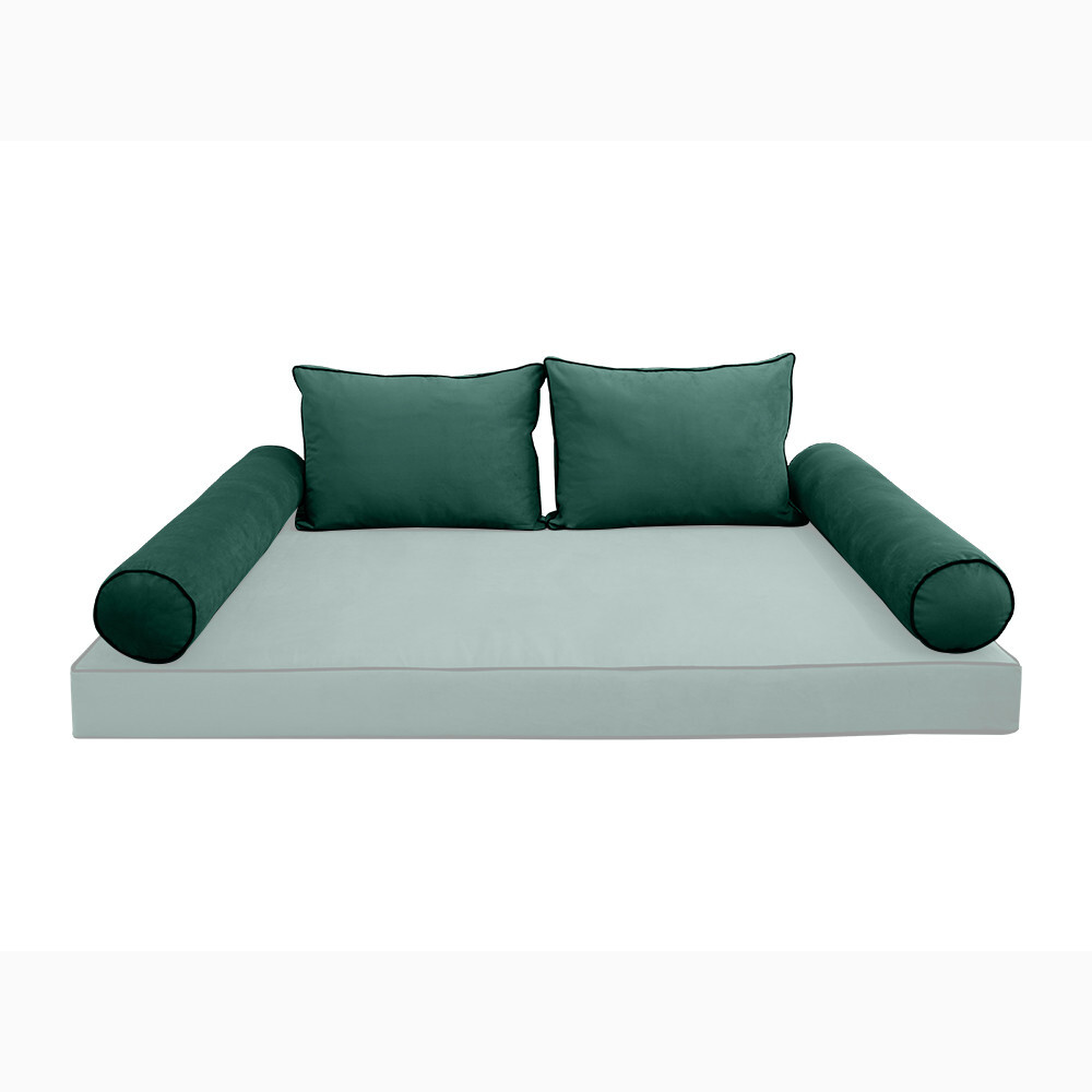 STYLE V1 Twin Velvet ContrastPipe Indoor Daybed Bolster Pillow |COVER ONLY|AD317