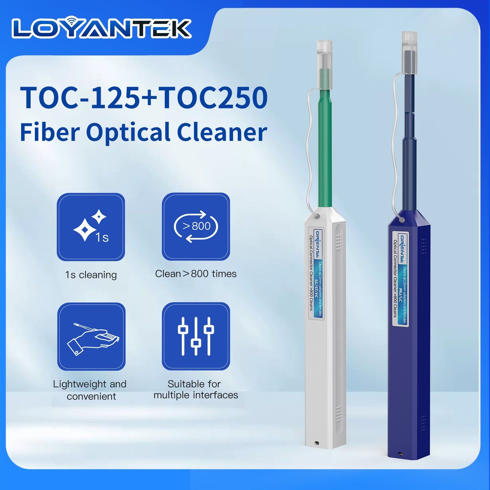 2Pacs Fiber Optic Connector Cleaner 2.5mm/1.25mm for SC/LC/ST/FC, 800 times
