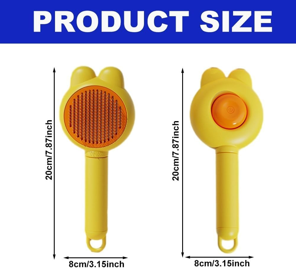 Self Cleaning Slicker Brush, Dog Cat Bunny Pet Grooming - Yellow w/Orange
