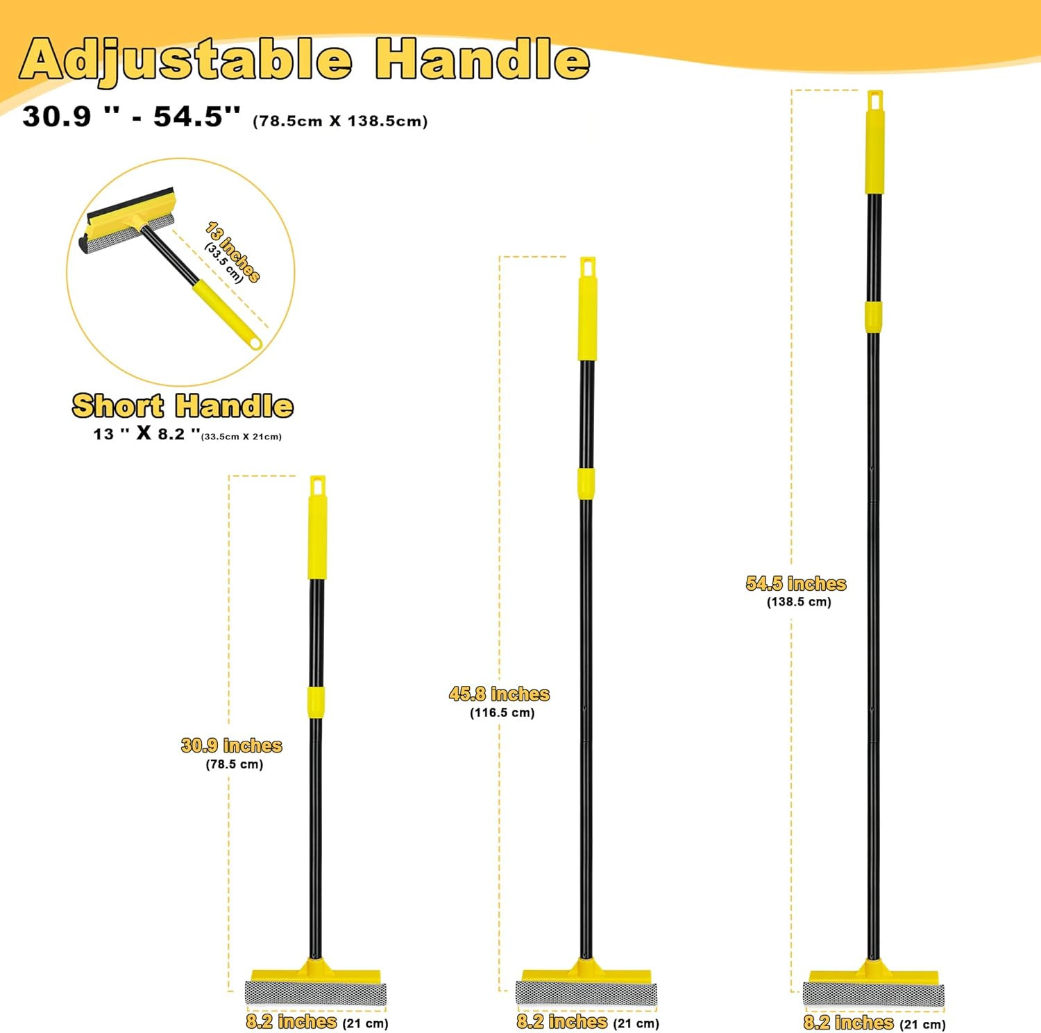 Window Squeegee with Extension Pole, 54.5 inches Car Windshield Washer Kit with