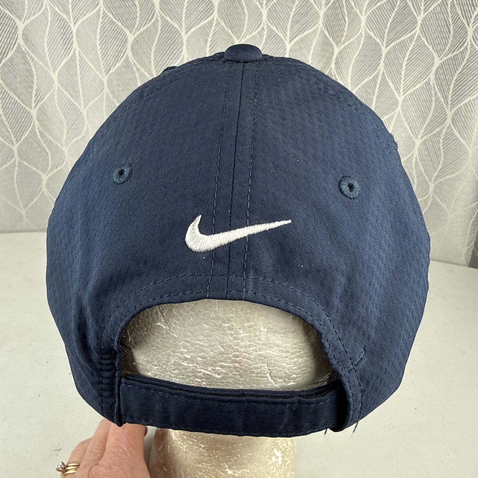 Nike Golf Hat THOR Industries Patch Navy Blue Hook Loop Nike Swoosh Front & Back