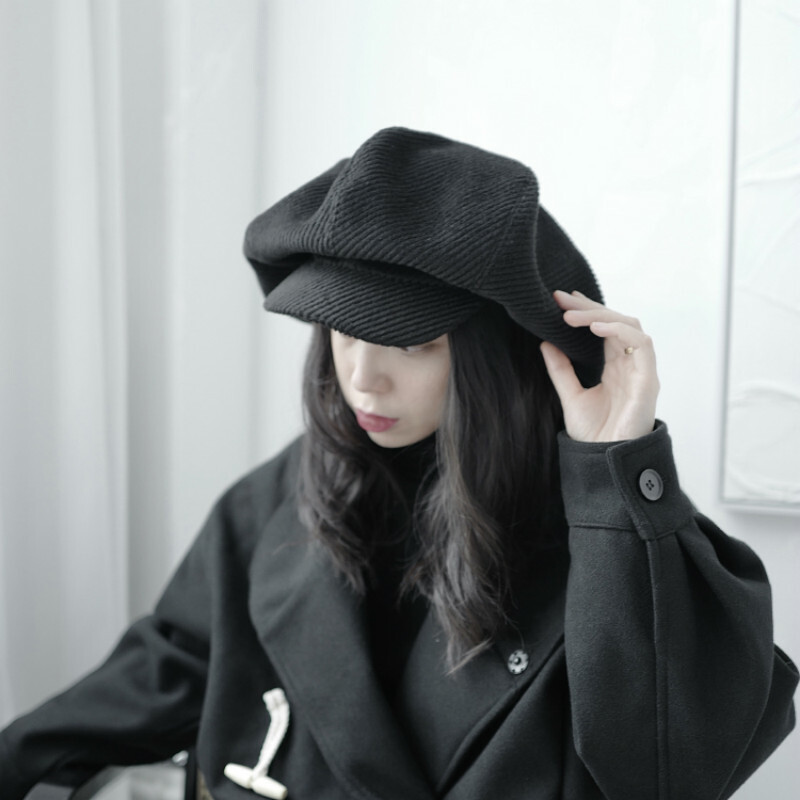 Lady Hat Cap Beret Cotton Newsboy Gatsby Flat Oversized Gothic Casual Black Chic
