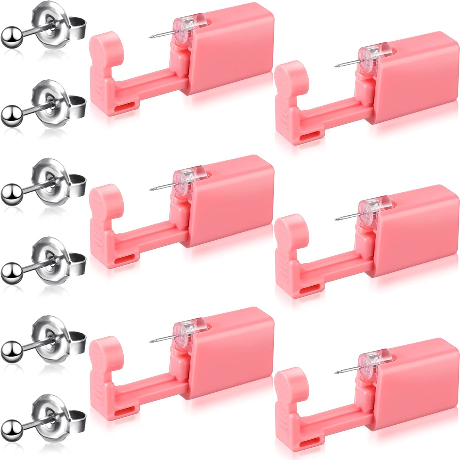6 Pcs Disposable Nose Piercer Gun Kit Self Ear Piercer with Studs for Men Women