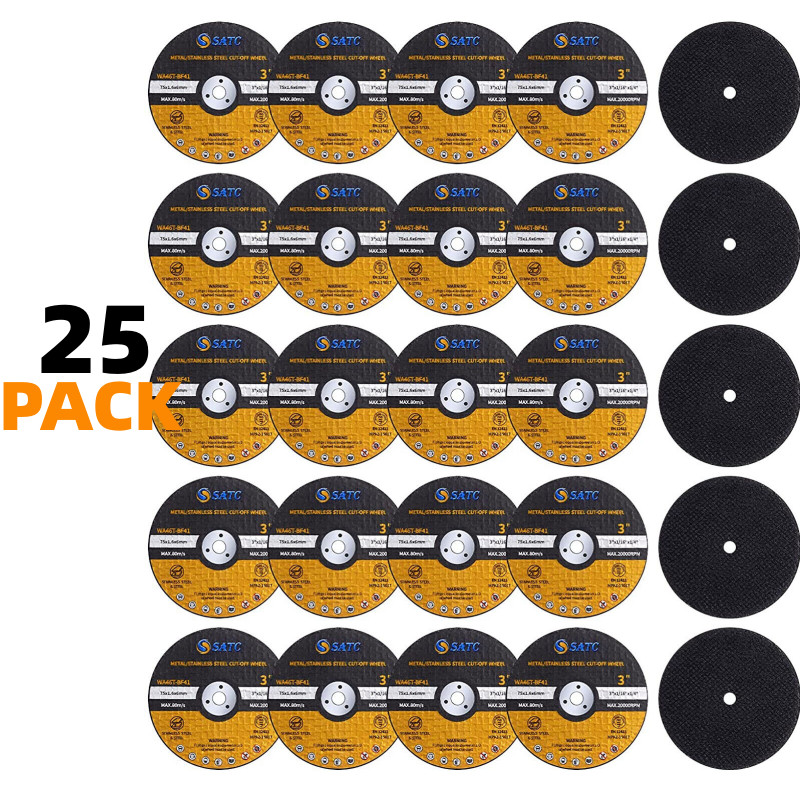 SATC 25 PCS 3 inch Cut Off Wheels 3" x1/16 x1/4" Die Grinder Metal Cutting Disc