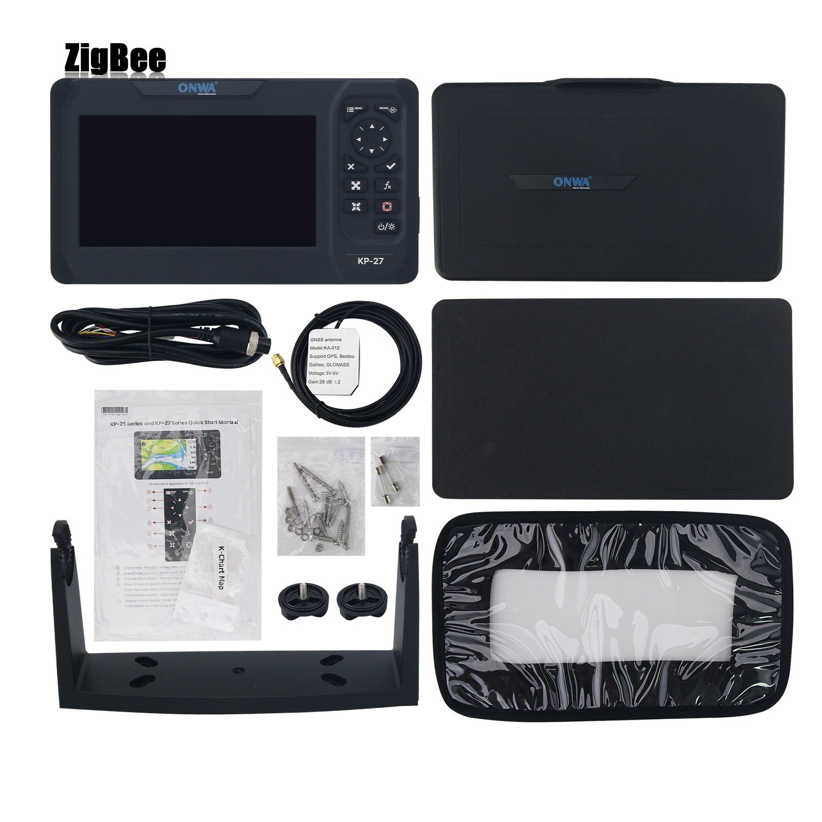 ONWA KP-27A 7"800x480 GPS Chart Plotter with GPS Antenna and Built-in Class B+
