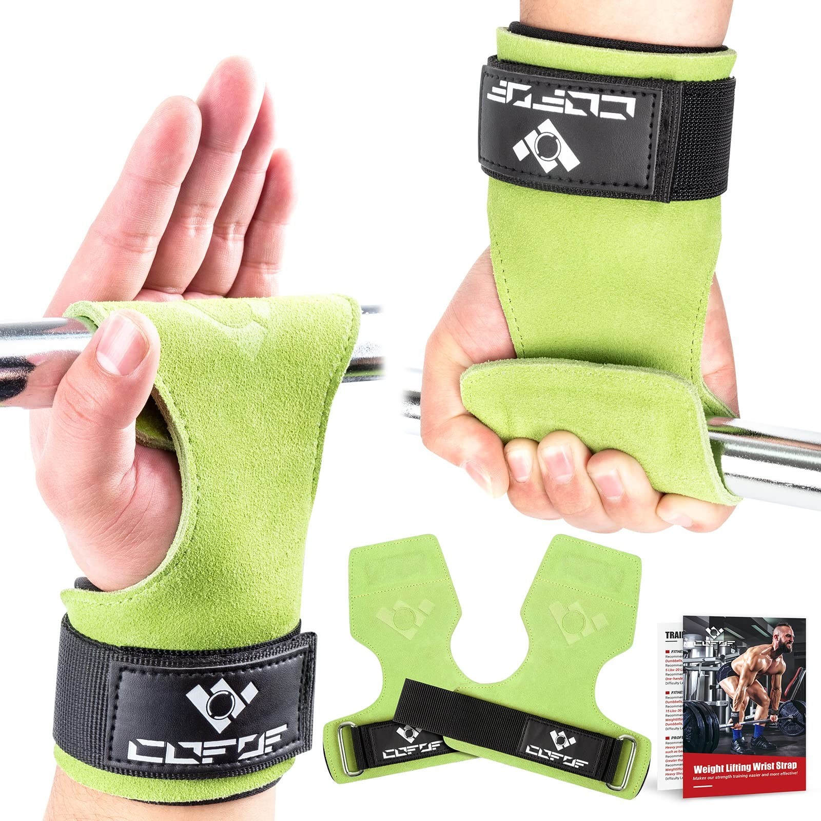 COFOF Weight Lifting Wrist Strap, Double Layer Leather Wrist Strap for Deadli...