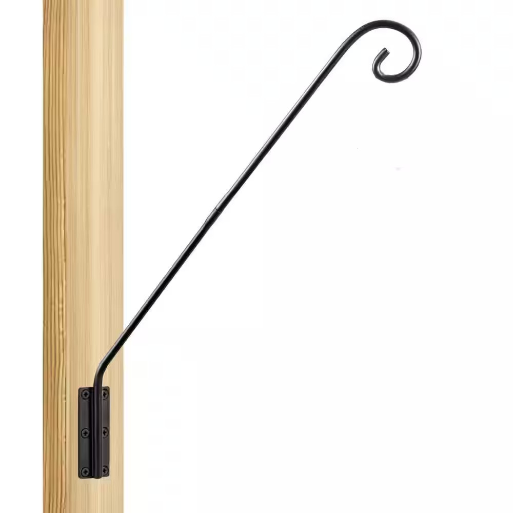 32 In. Metal Shepherds Hooks for Outdoor, Heavy Duty Deck Hook Wall Mounted, 1 P