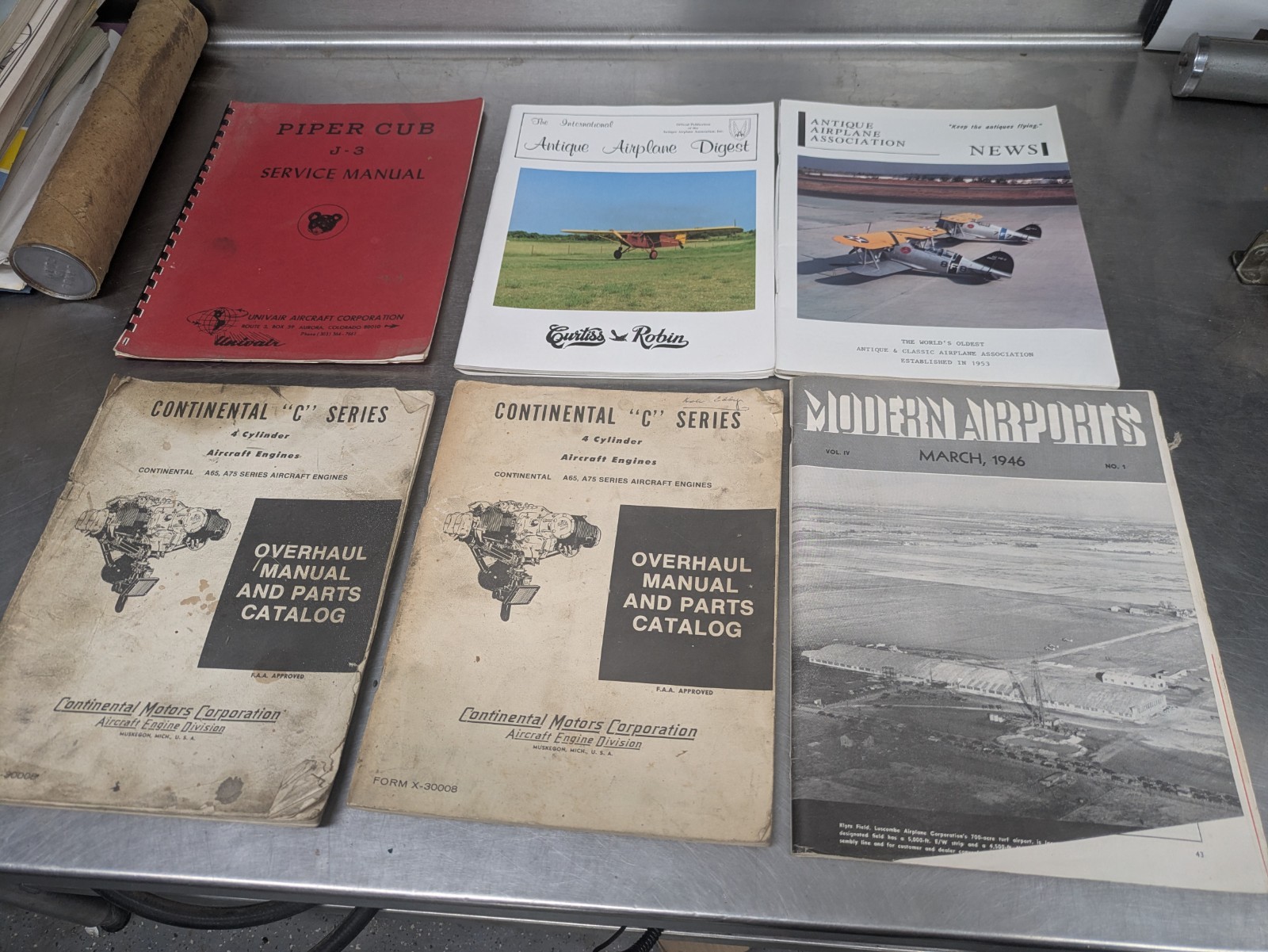 Lot Of 6 Aviation Plane Continental Manual 1946 Magazine Piper Cub