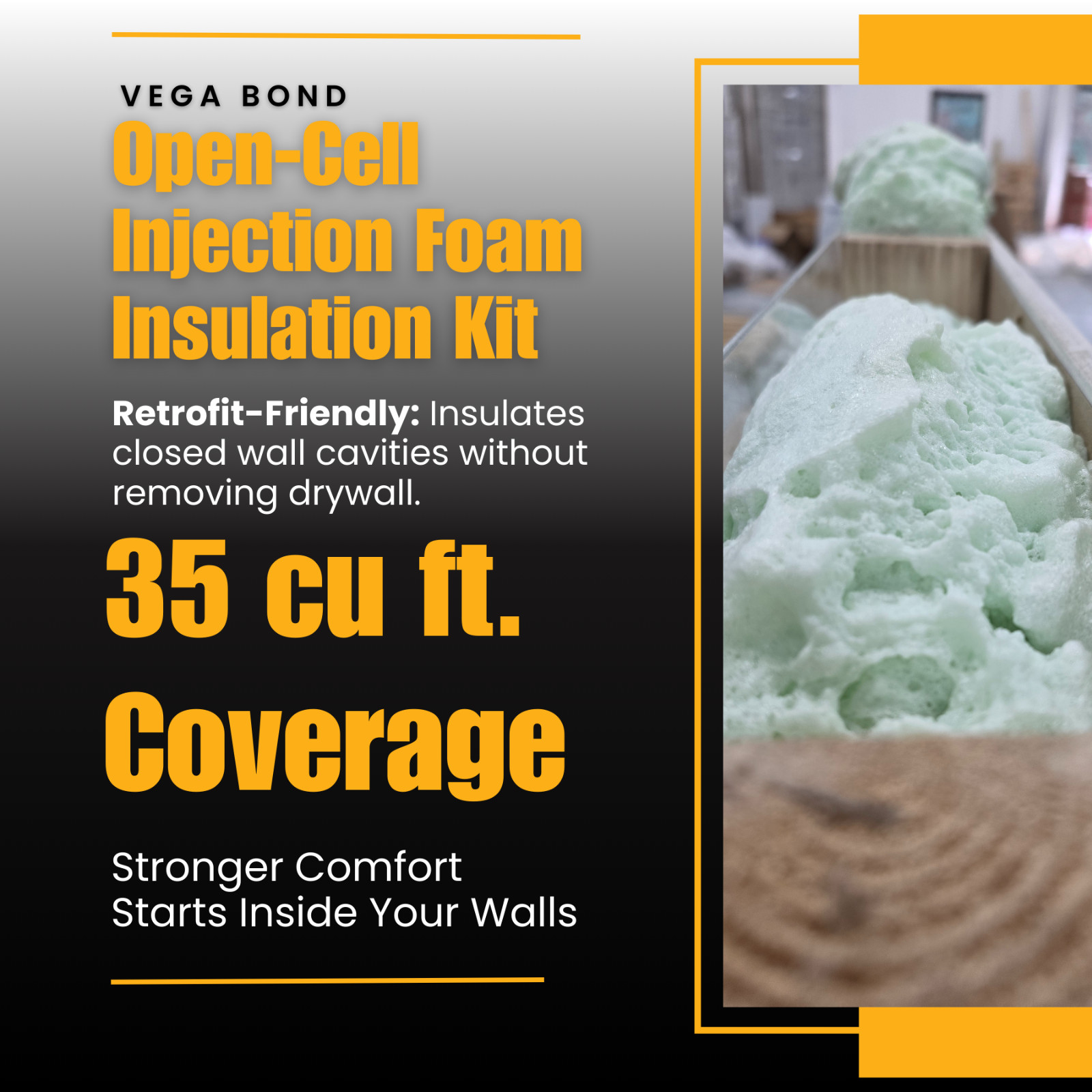 Open Cell Injection Spray Foam Kit – 35 cu.ft. Slow Rise Wall Cavity Insulation