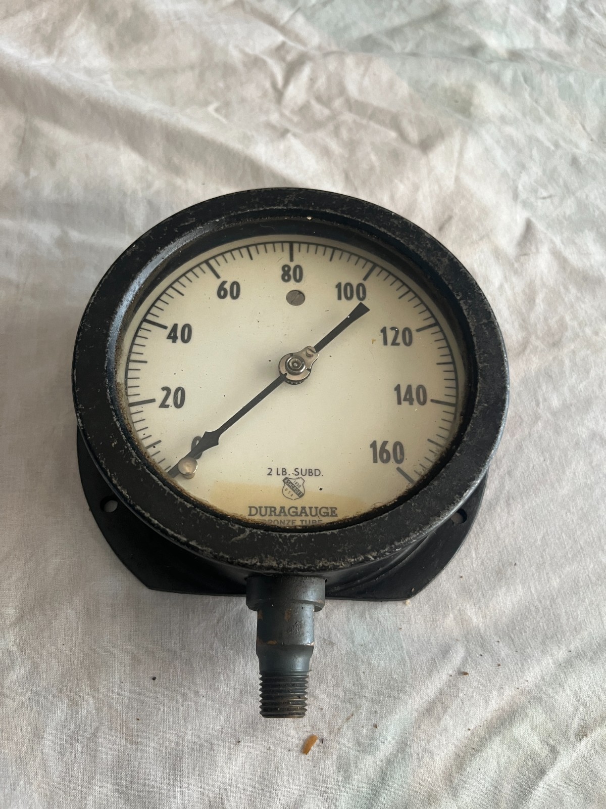Vintage 5" Ashcroft USA 160 PSI Steam Dura Gauge Bronze Tube Steampunk Cool