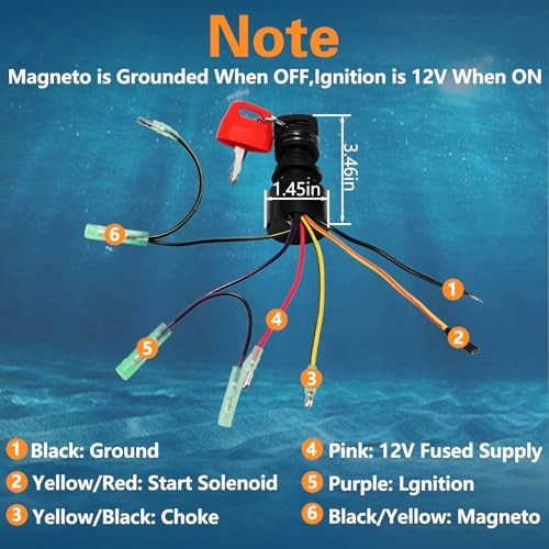Boat Ignition Switch with 2 Keys Compatible with Mercury Sierra Mariner