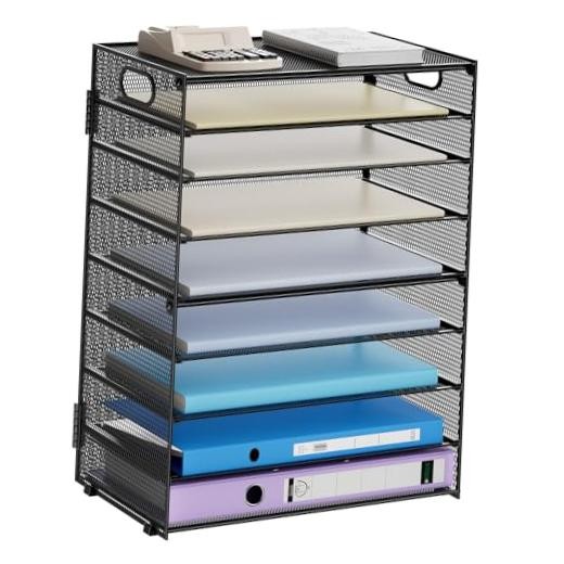 Paper Organizer Letter Tray, 9 Tier Mesh File Organizer with 9 Tier Black