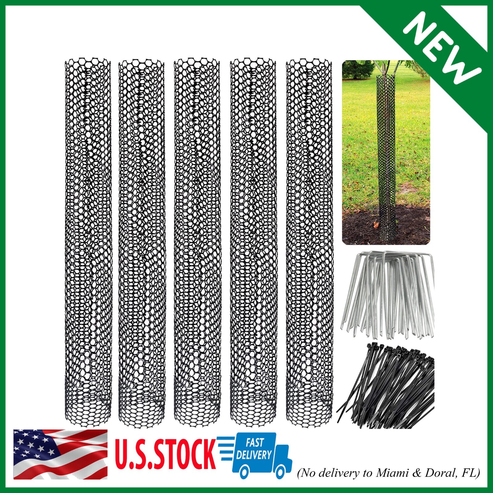 Mesh Tree Trunk Protectors 6 Pack 40 Inches Tree Bark Protector Guard w/ Zip